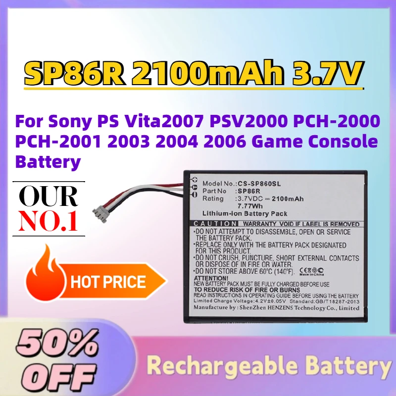 

High-Quality New SP86R 2100mAh 3.7V Battery for Sony PS Vita2007 PSV2000 PCH-2000 PCH-2001 2003 2004 2006 Game Console Battery