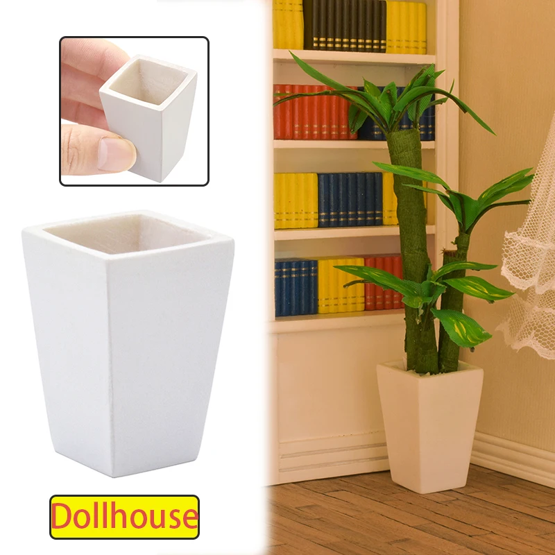 1pc 1/12 casa de bonecas em miniatura vaso de flores brancas casa de bonecas sala estar vaso decoração casa de bonecas acessórios de jardim