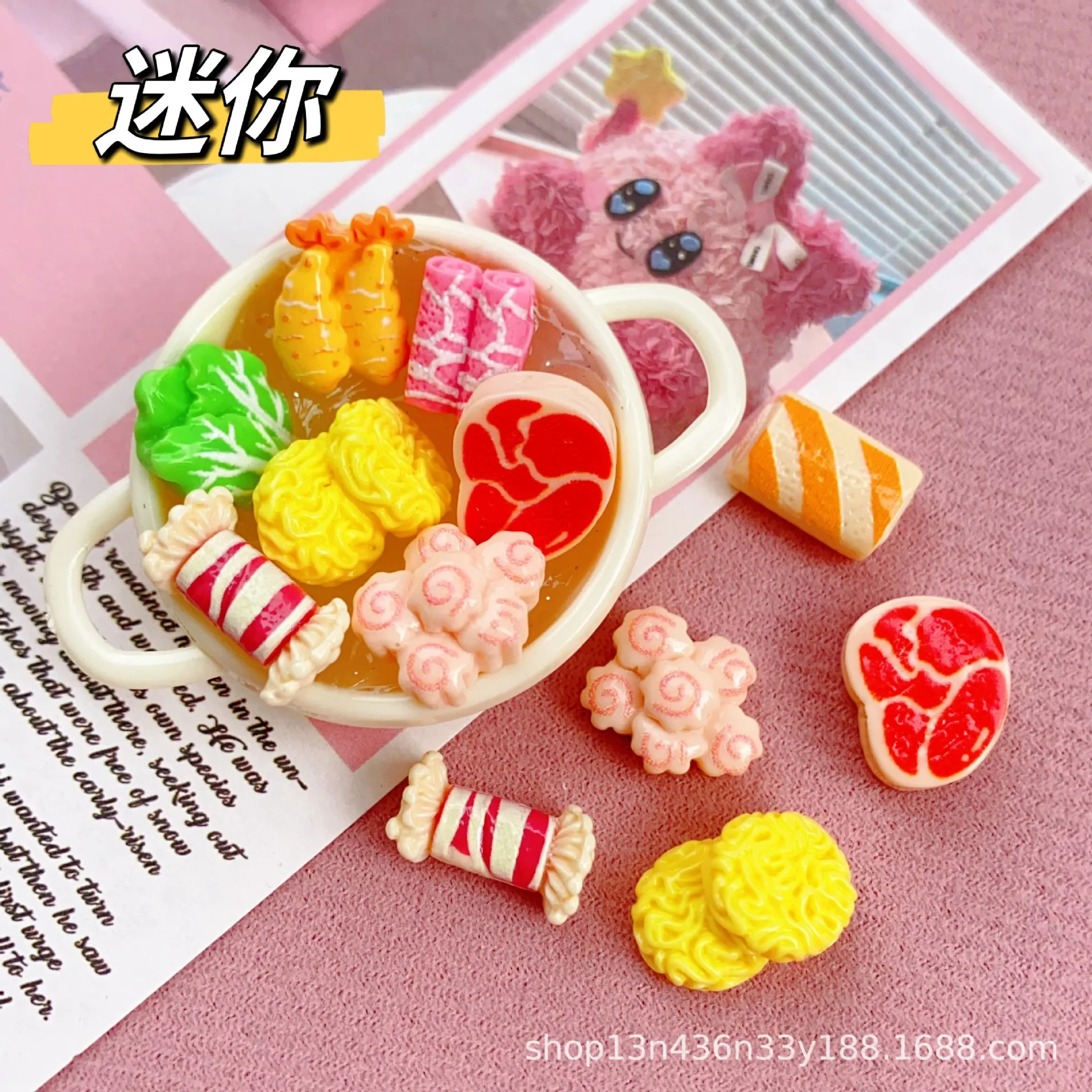 20pcs Cute Miniature Simulation Fish Steak Ramen Flatback Resin Cabochon Fit Phone Decoration DIY Jewelry Accessories