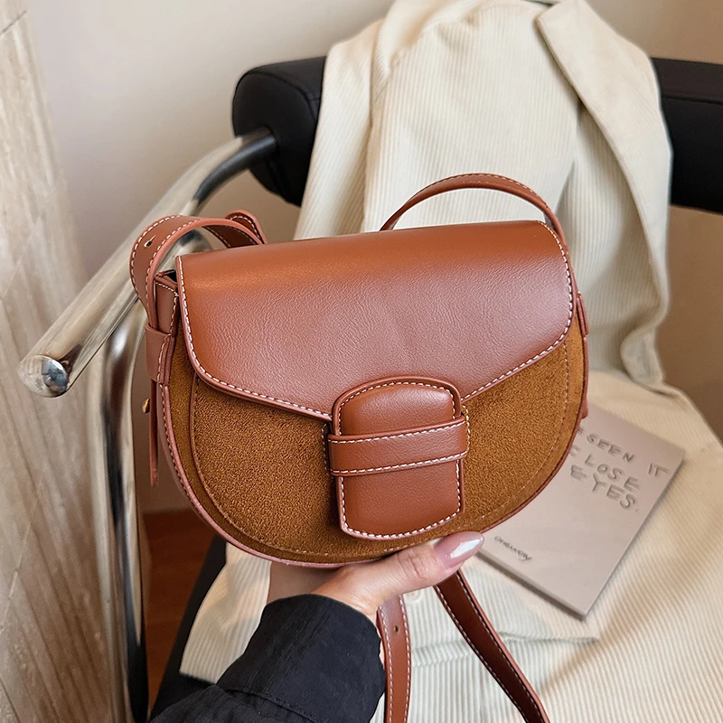 

Mini Small Crossbody Bags For Women 2025 Luxury Brand Semicircle Saddle Bags Suede Leather Handbags Designer Ladies Shoulder Bag