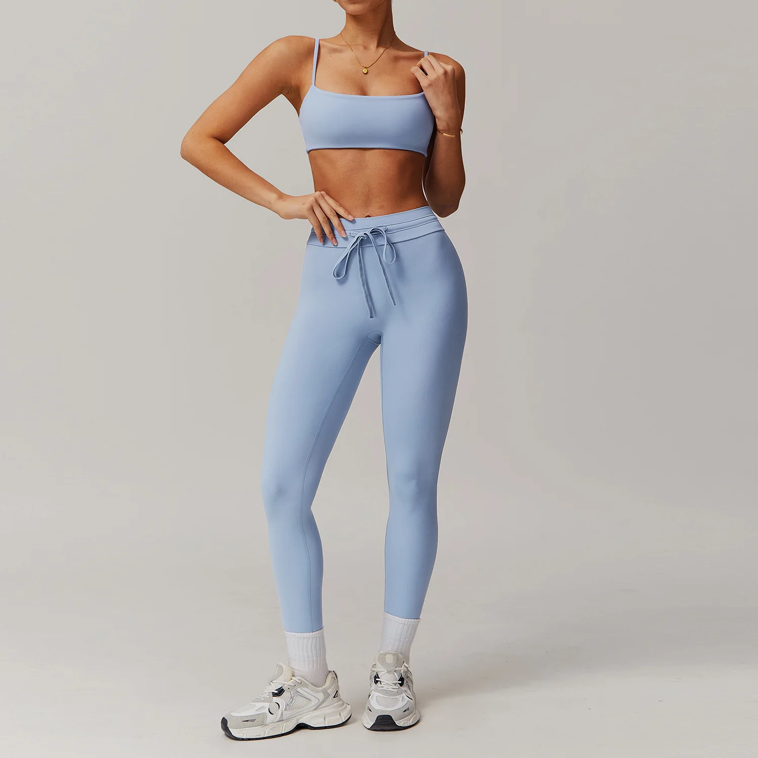 Sportswear 2PCS Women Tracksuit Yoga Set Workout Clothes Long Sleeve Gym Crop Top High Waist Legging Fitness Sports Wear Gymwear image 5