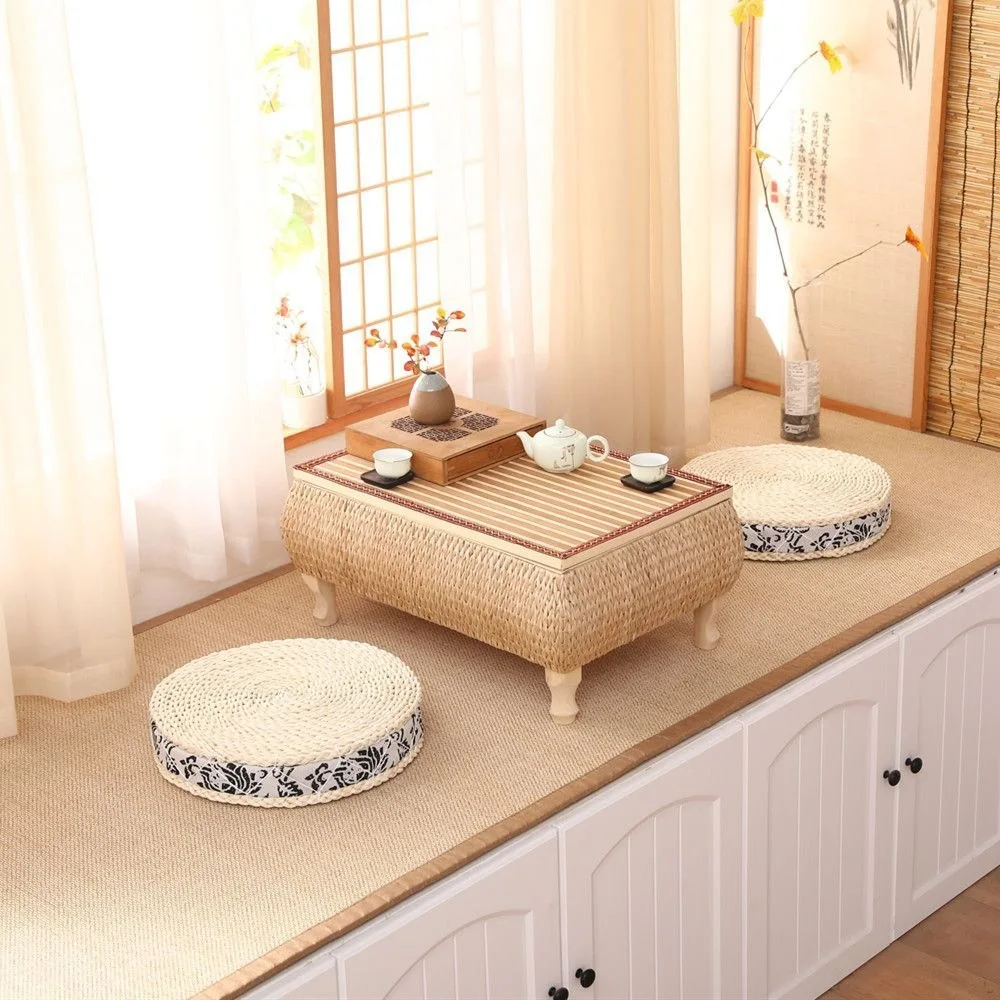 YFY rattan Japanese-style solid wood storage tatami coffee table bay window small table balcony sill collapse meter low kang