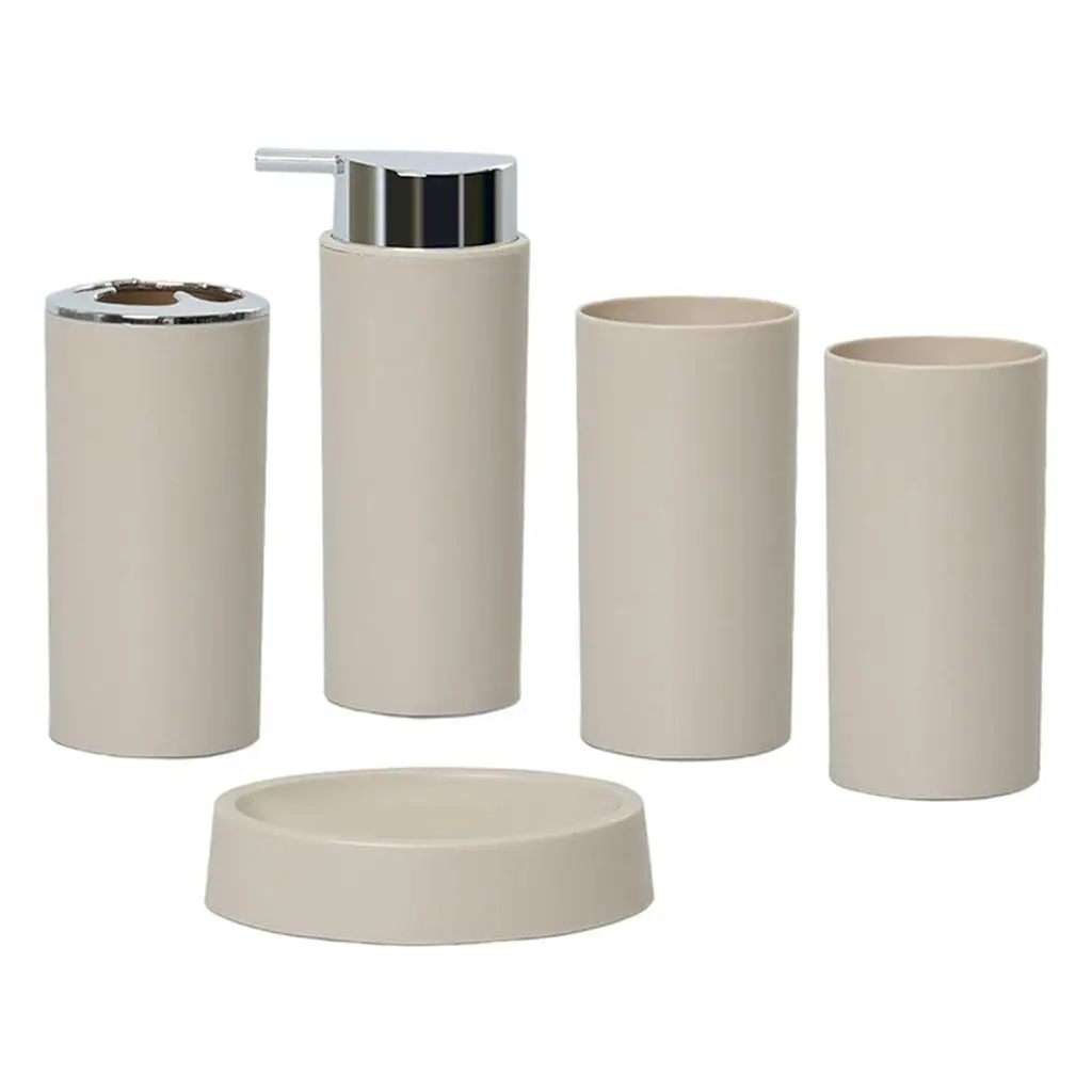 5Piece Bathroom Accessories Set Soap Dish Soap Dispenser Toothbrush Holder for Gift Home