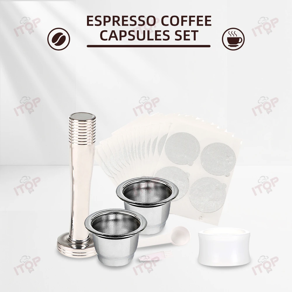 ITOP Espresso Coffee Capsules Set Reusable & Refillable Coffee Pods Compatible with Most Coffee Machines