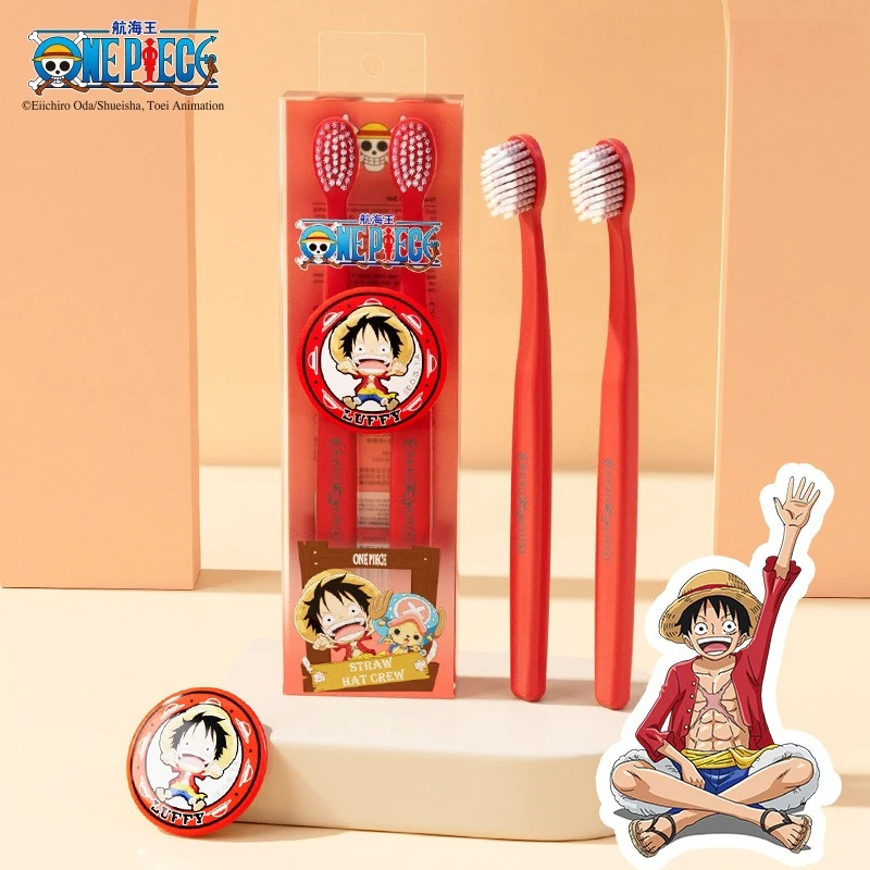 

Bandai One Piece Toothbrush Set Luffy Sanji Anime Cartoon Adult Soft Fur Toothbrush 2-piece Set Comes with Brooch Badge Gifts