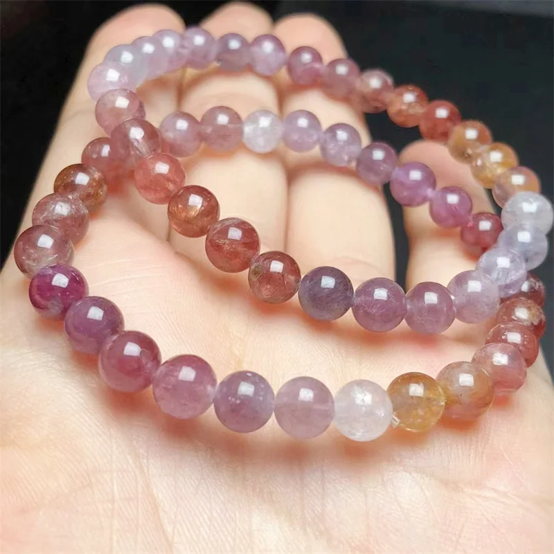 

Natural Colourful Spinal Bracelet Handmade Crystal Quartz Jewelry Stretch Bangle Children Birthday Gift 1pcs 7MM