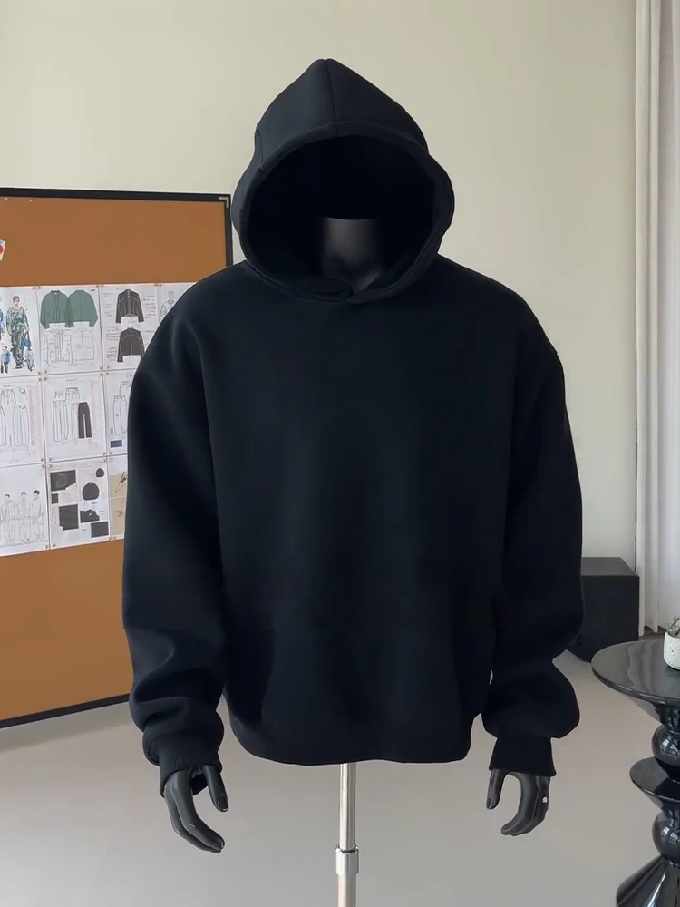 

Bla Hoodie Sweatirt Men's Autumn Winter American Basic Sle Heavyweight Hard oulder Jaet Casual Loose Fit Cotton Pol...