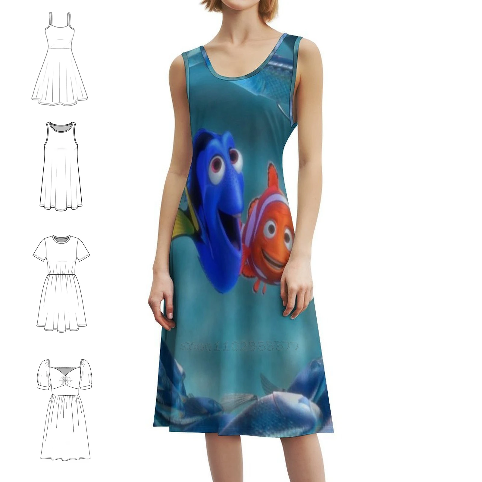 3 # فستان عطلة مثير 131022 للنساء على الشاطئ وحفلات أعياد الميلاد فستان قصير للعثور على مشهد قرش بروس فستان القرش للفتيات #1