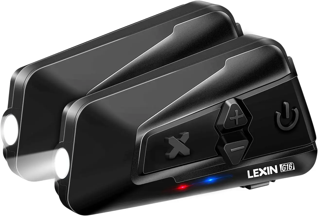 

LEXIN G16 Motorcycle Bluetooth Headset with Headlamp/SOS Mode,16 Riders 2000m Helmet Bluetooth Communication System