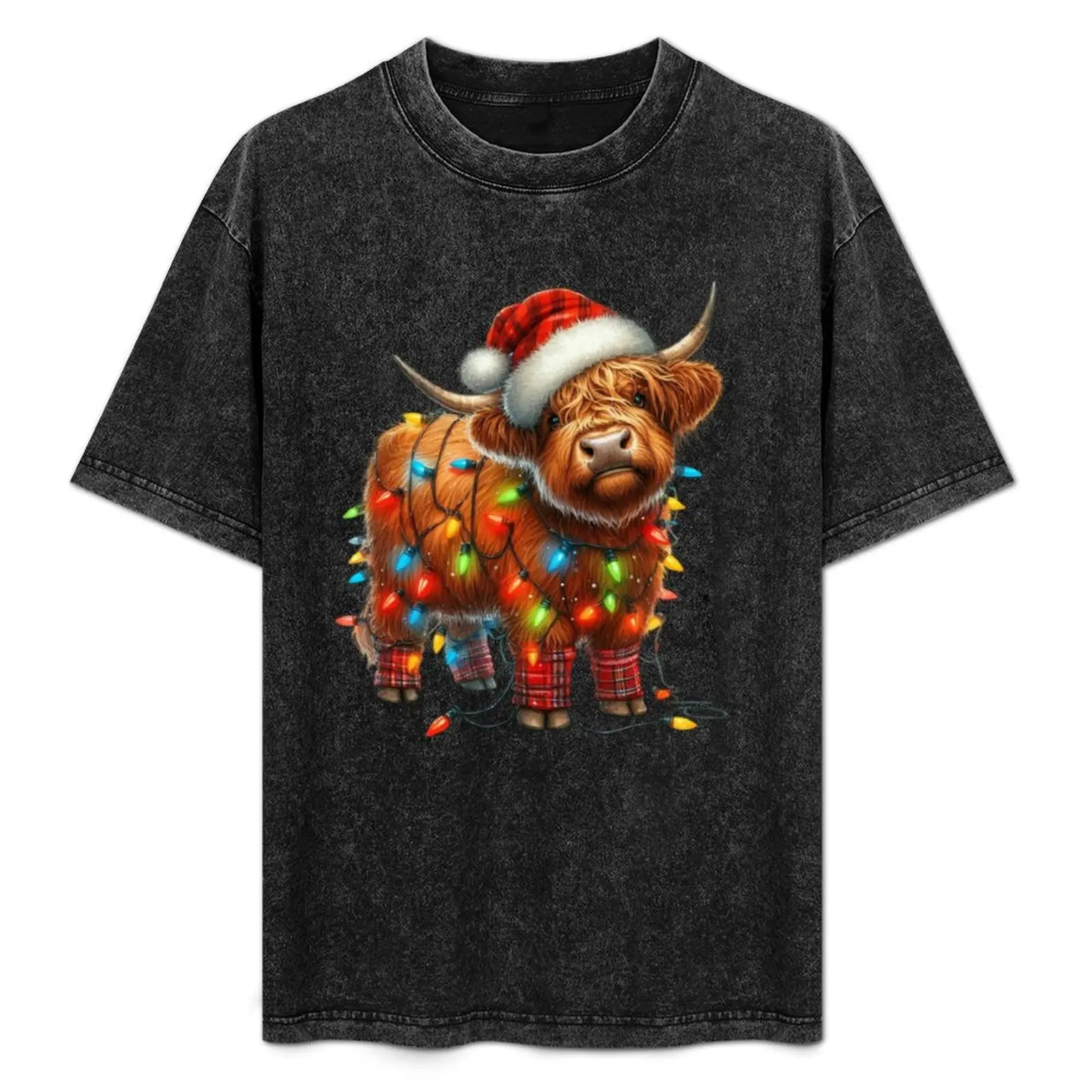 Cute Christmas Highland Cow! Adorable Rustic Holiday Design T-Shirt graphic t shirts for a boy customizeds mens workout shirts