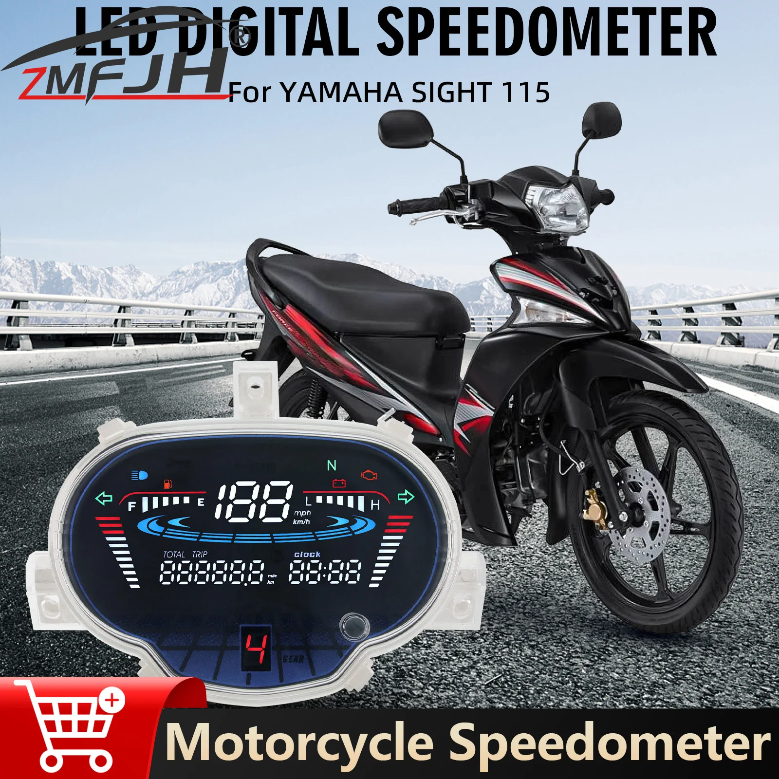 

For YAMAHA Sight 115 Motorcycle Speed Gauge Dashboard Odometer RPM Tachometer Gear Clock Voltage LCD Waterproof Speed Gauge