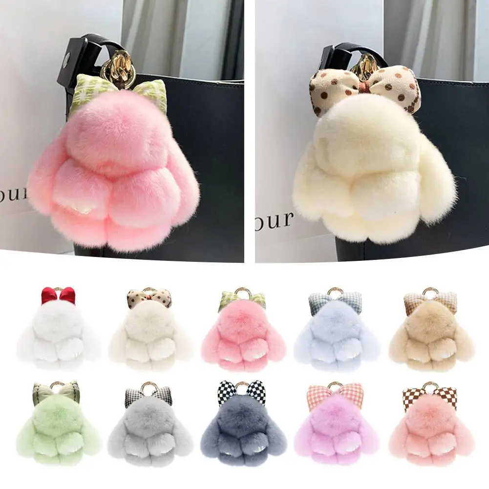 سلسلة مفاتيح صغيرة بحلية على شكل أرنب ، سلسلة مفاتيح حقيبة للسيارة ، إكسسوارات لطيفة للزوجين ، ديكور أرنب ، B5T7 #1