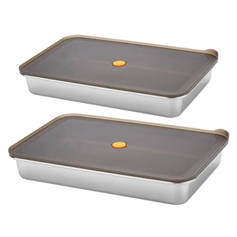 Portable Stainless Steel Lunch Box with Airtight Lid Reusable Airtight Food Storage Boxes fresh box crisper