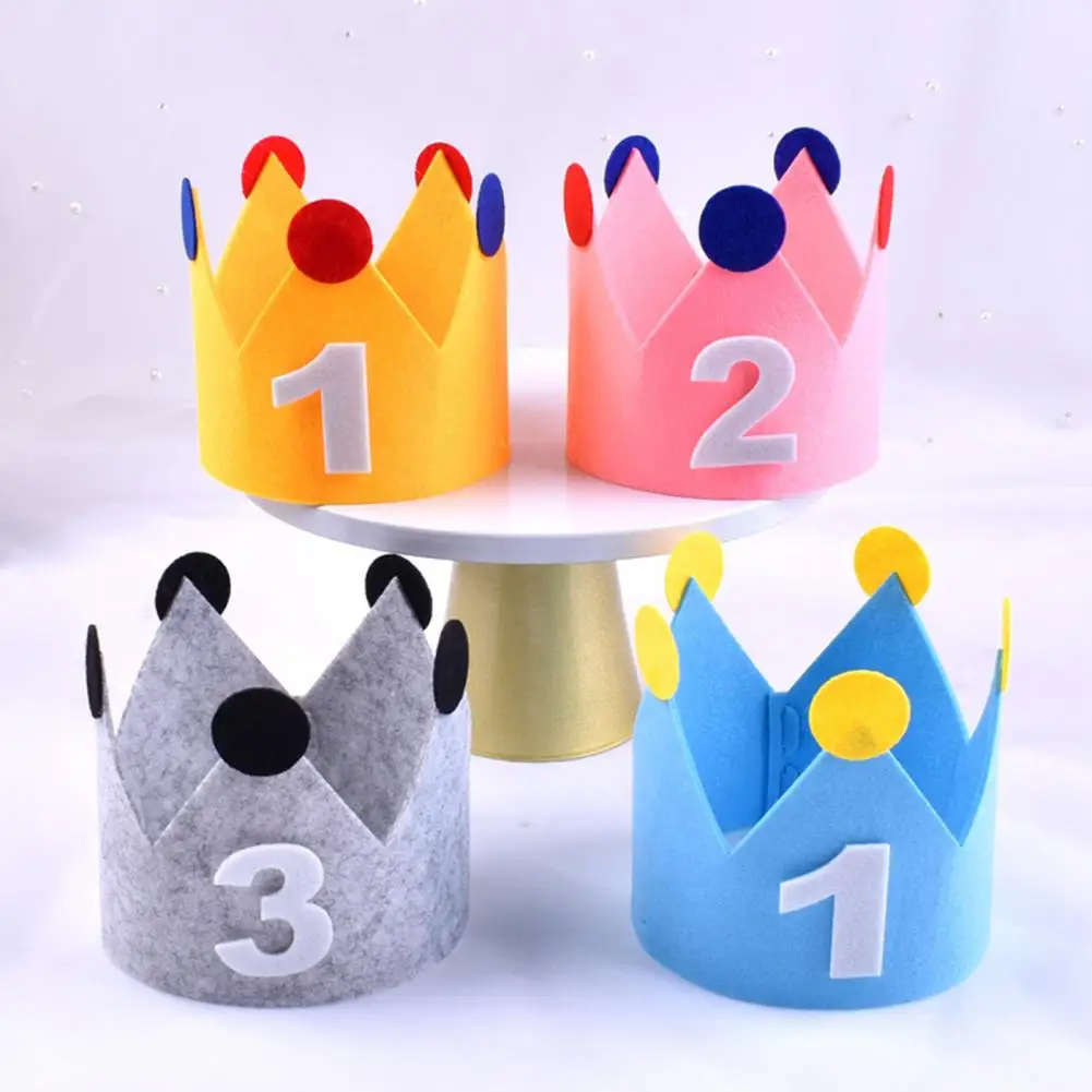 1 Year Old Baby Birthday Crown First 1st Happy Birthday Party Decor Kids Boy Girl Baby Shower Party Decoration Hat Party