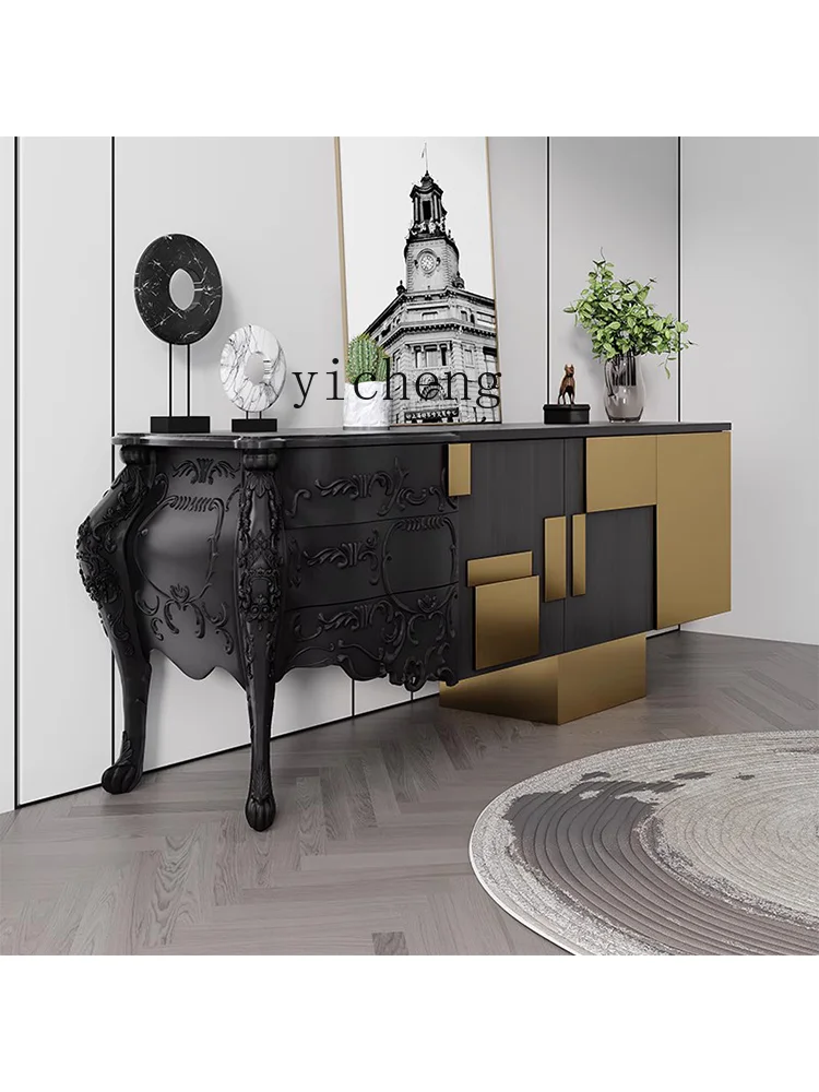 XL Nordic Light Luxury Sideboard Cabinet Bedroom Decoration TV Cabinet New Classical Solid Wood Carving