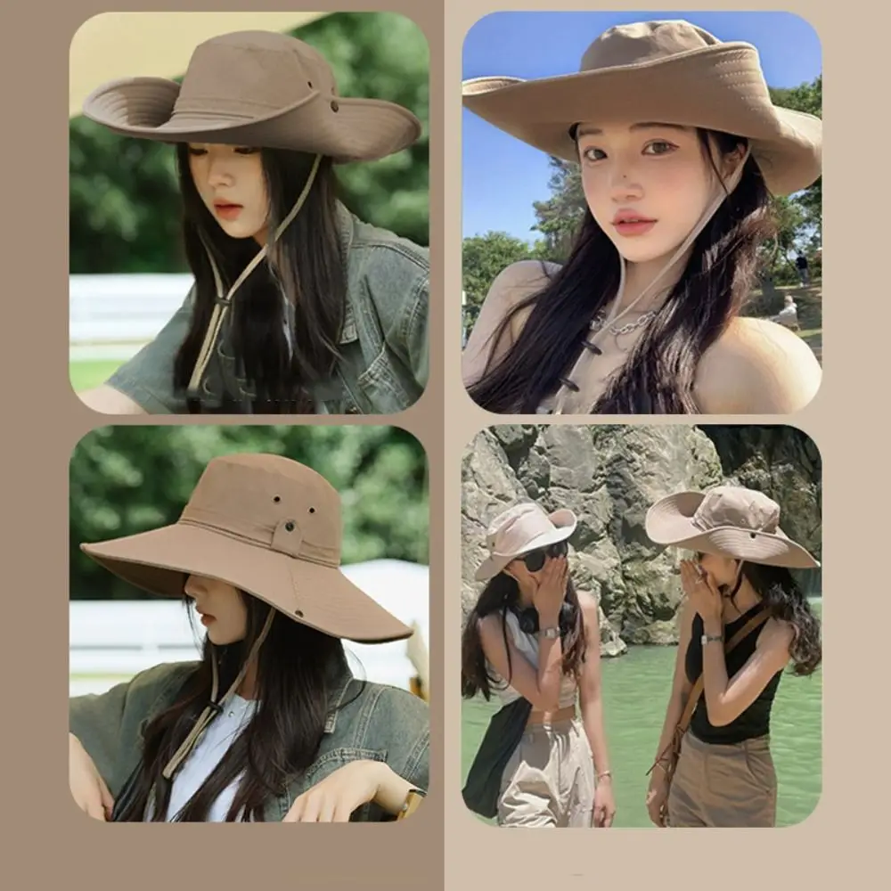 Casual Wide Brim Western Cowboy Hat Knight Hat Climbing Hat Summer Sun Hat Beach Cap Cycling Cap Sunscreen Cap Outdoor