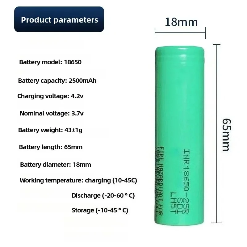 18650 Lithium Battery 2500mAh Power Lithium Battery Electric Tool None Rechargeable Battery for SAMSUNG Human-machine Small Fan