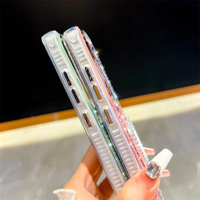 Diamantrahmen Glitzer Klar Hülle für Samsung Galaxy S23 Ultra S24 S25FE A07 A17 A16 A26 A36 A56 A15 A35 A55 Liebesherz Spiegel