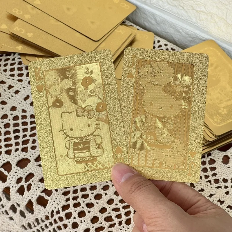 새로운 Sanrio 창의적이고 절묘한 헬로 키티 애니메이션 주변기기 황금 카드 놀이 귀여운 카와이 만화 게임 카드 휴일 선물