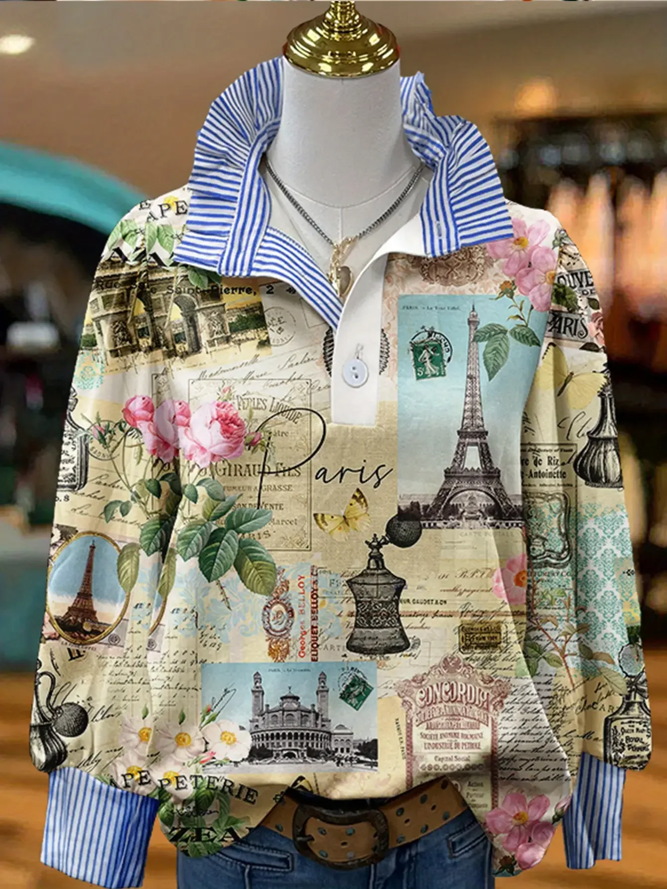 

Women's Spring and Autumn Winter Collection Women's Stand up Collar Shirt Long Sleeve, Comfortable sweater style