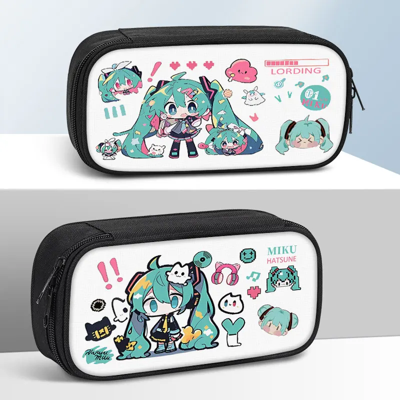

Hatsune Miku Cartoon Cute Student Pen Case Creative Kawaii Girls' Stationery Box Storage Bag Anime Peripheral School Gift