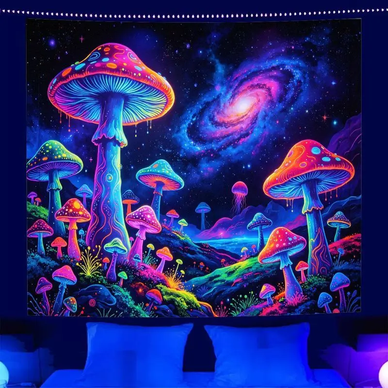 VIKAMA Cyberpunk Mushroom Starry Sky Tapestry psychedelic Galaxy Background Wallpaper Decoration Room Decoration Home Decor