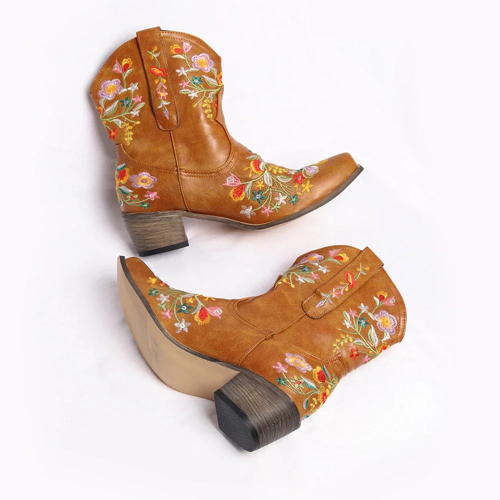Frauen Cowboy Stiefel Luxus Stickerei Spitz Winter Stiefel Damen Schuhe Bequeme Designer Botas Outdoor Skidproof Tragbare