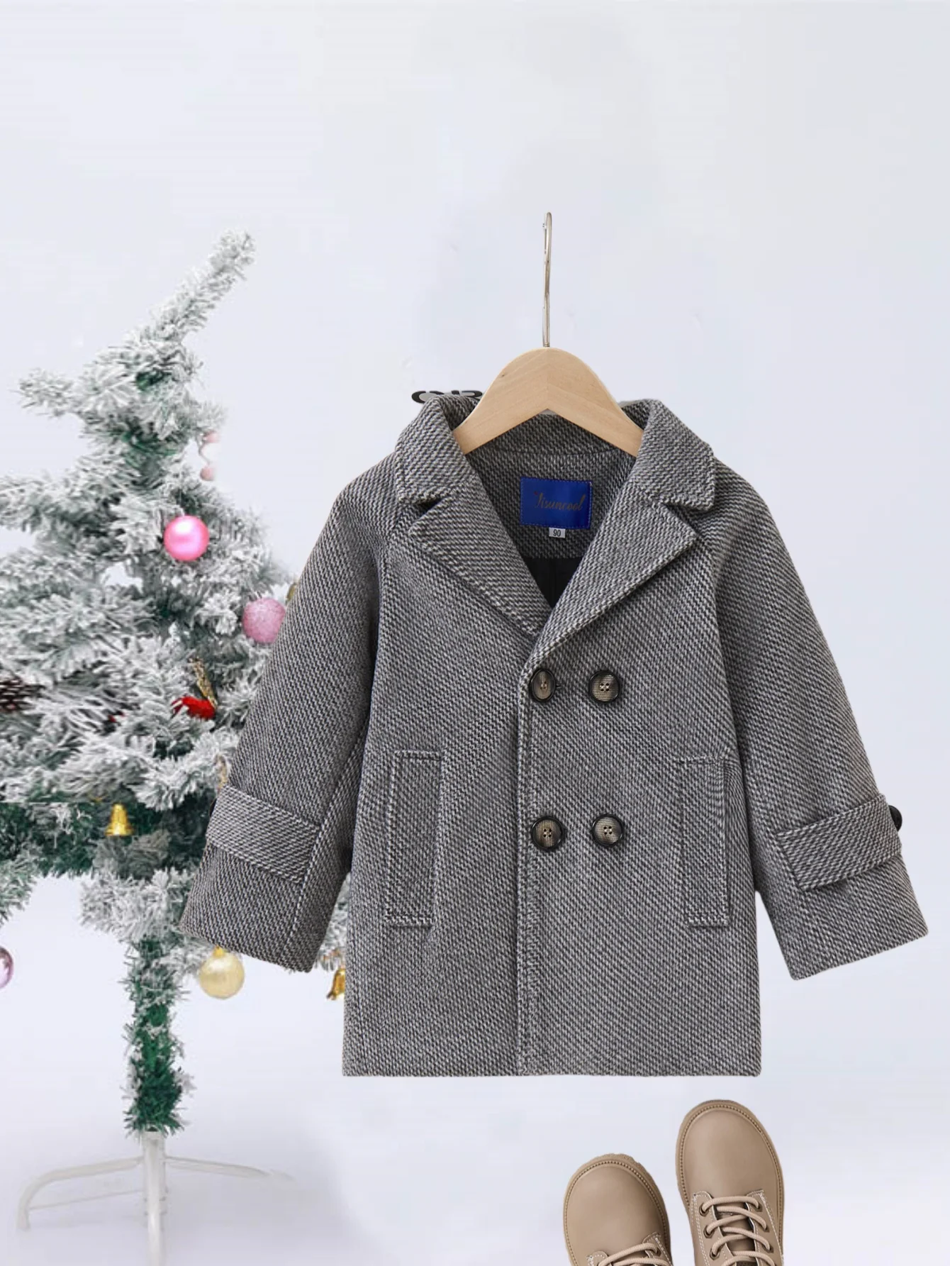 

Kids Photography Woolen Coat Boys Girls Retro Style Thick Warm Winter Wool Coat School Children Windproof Outdoor Jacket 3-11Y