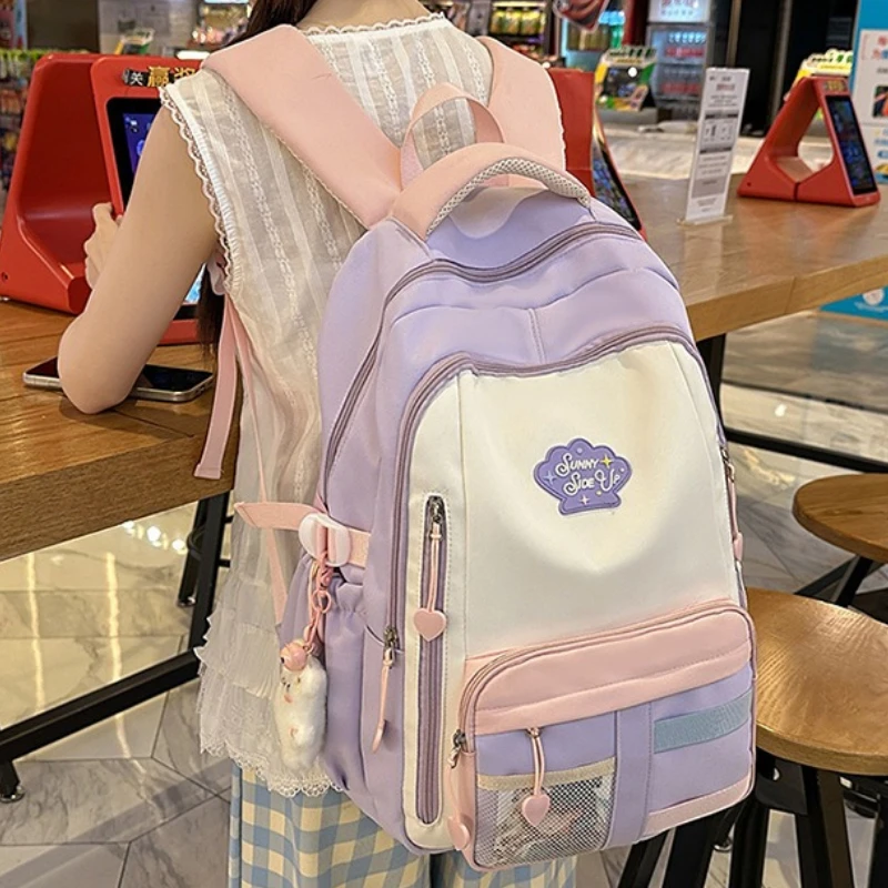 

Рюкзак для девочек, студенческая сумка, большой вместительный стильный школьный рюкзак, дорожная сумка с несколькими отделениями, эргономичная поддержка спины