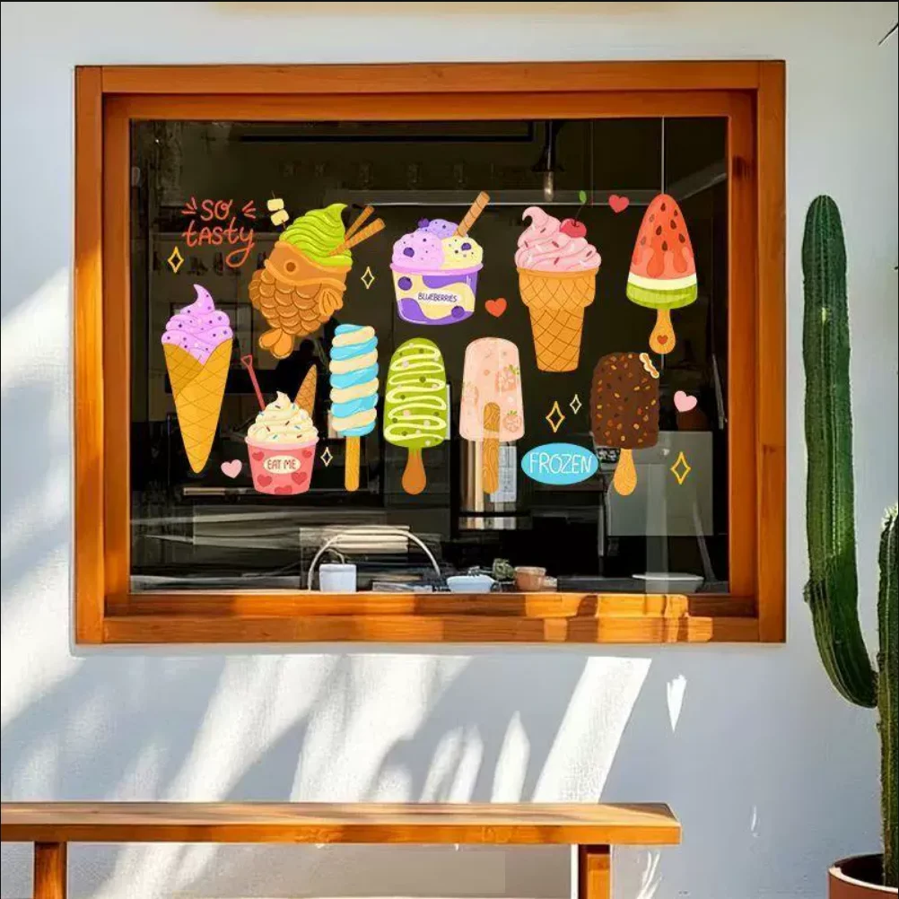 

Sweet Ice Cream Store Window Sticker Door Wall Drink Food Shop Sticker Advertising Poster Wall Sticker Store Sticker