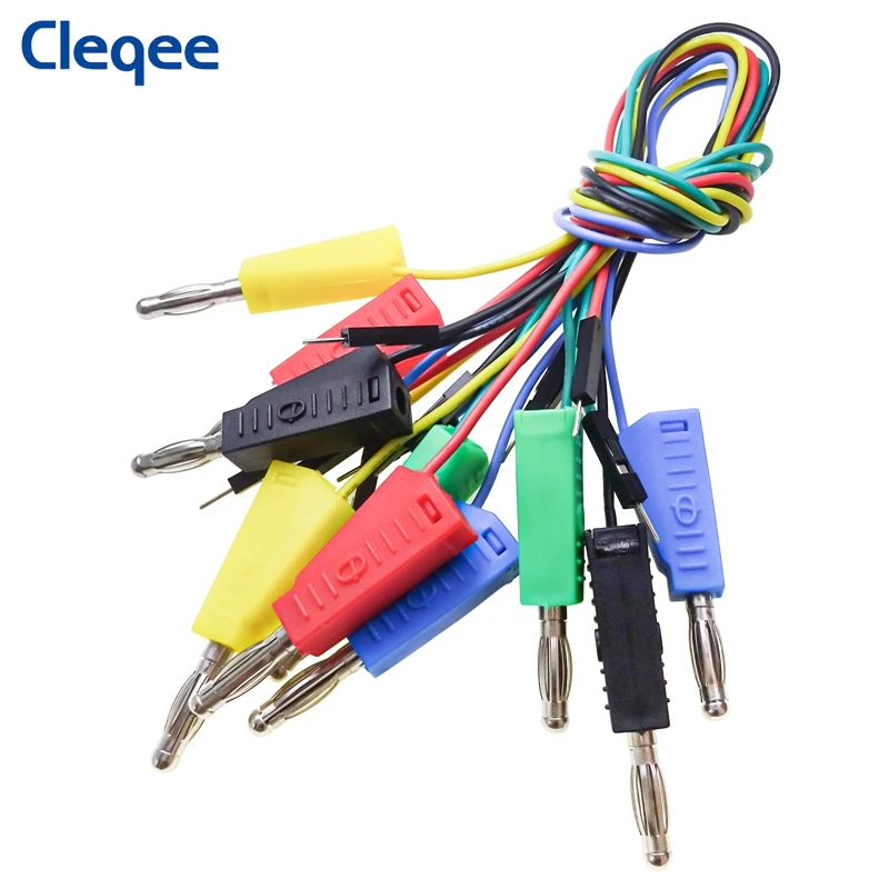 Cleqee P1532 10 stks Dupont Male naar Stapelbare Banaanstekker Siliconen Jumper Kabel 26AWG Draad Voor Broodplank Elektronische DIY