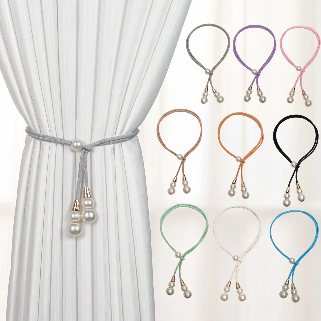 Minimalist Pearl Curtain Tiebacks, No Drill No Installation Adjustable Window Curtain Accessories