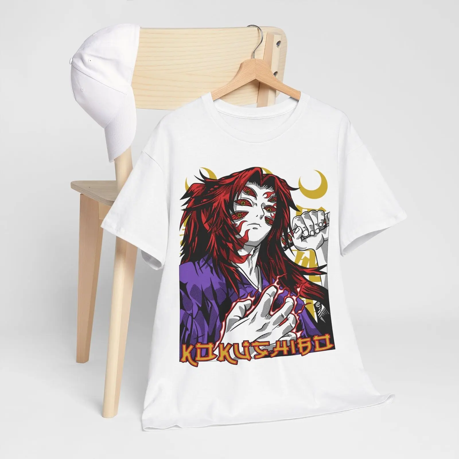 Kokushibo Demon Slayer Anime T-Shirt, Camisa Preta, Todos os Tamanhos, Kimetsu No Yaiba