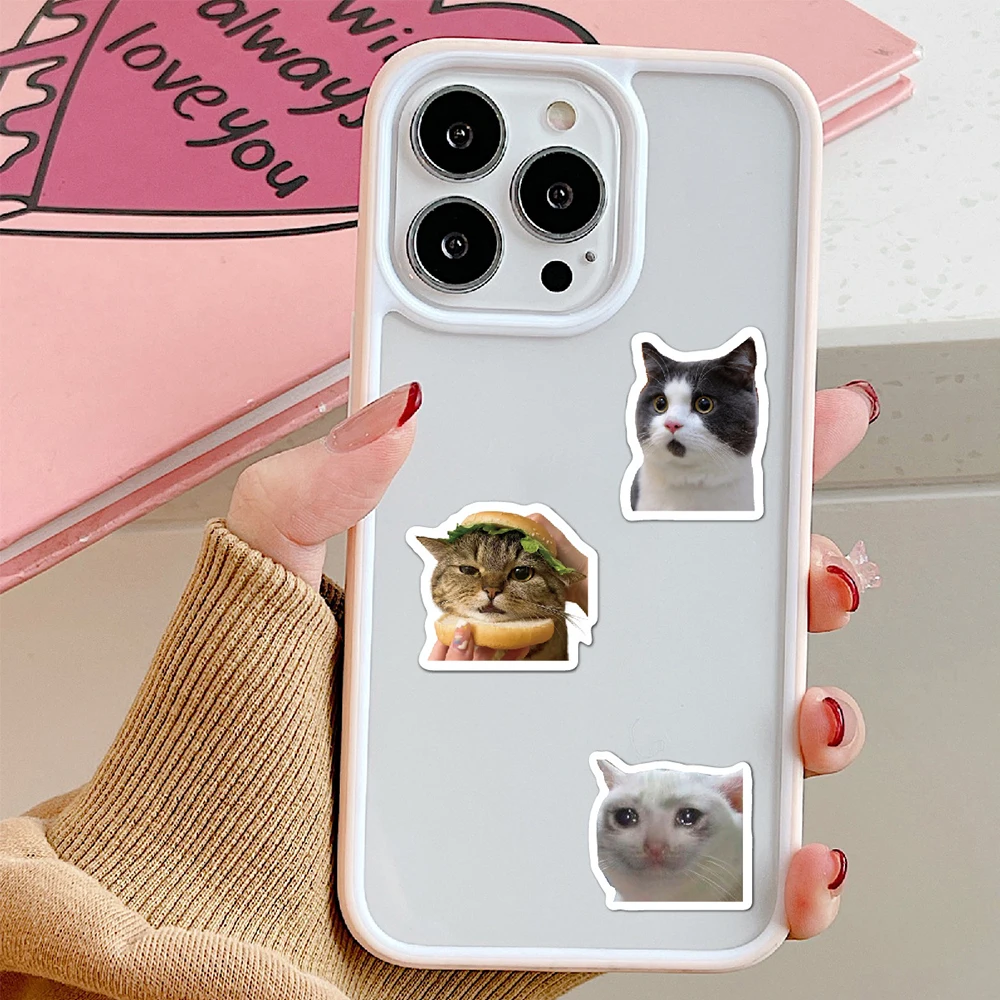 10/30/50pcs Funny Cat Meme Cartoon Stickers Kawaii Anime Sticker Waterproof Suitcase Bike Guitar Notebook Decals Fun for Kids
