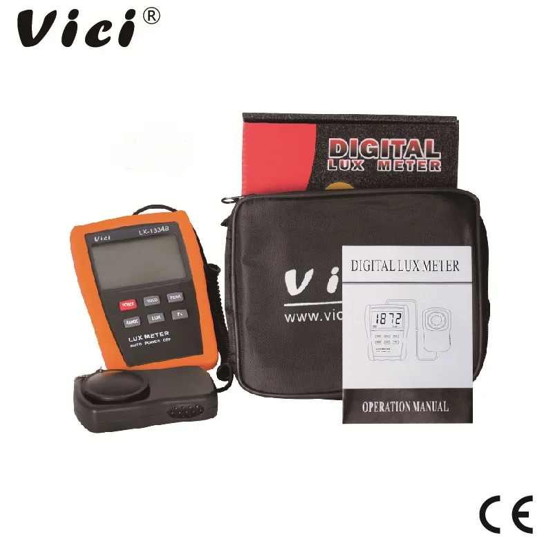 

Vici LX1334B Digital Light Meter 0.1~200000 Lux Brightness Tester Record Flexible Filter Lens Sensor FC Illuminometer Data Hold