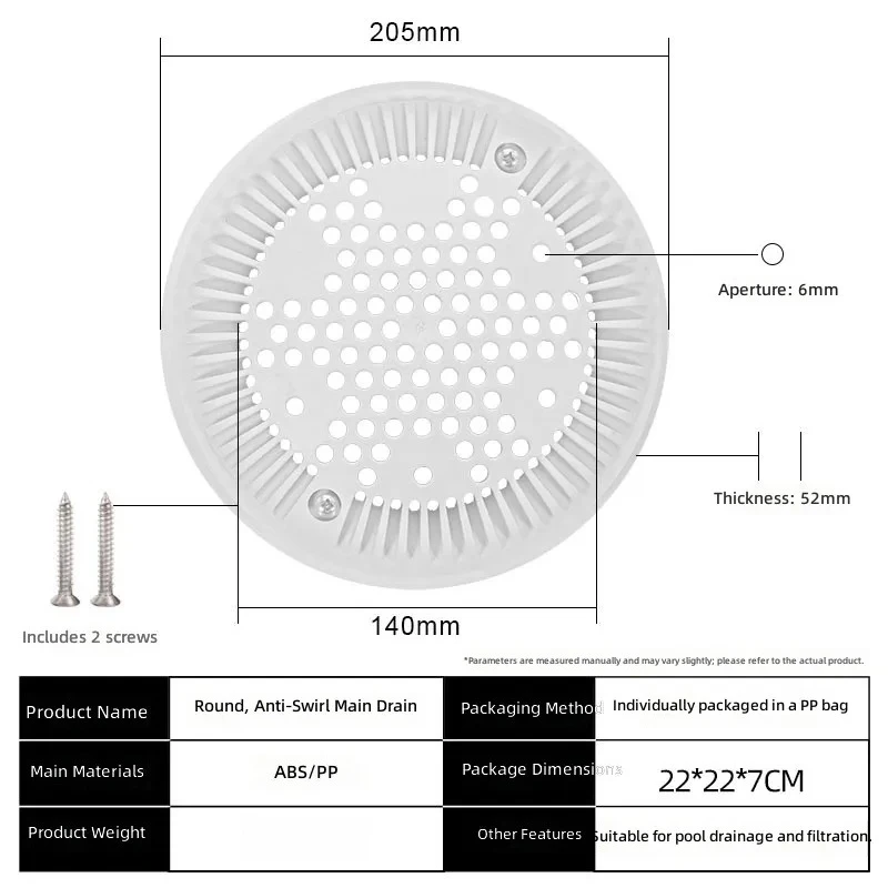 for 1030 New Anti Vortex Round Main Drain Cover Anti Suction Floor Drain Outlet Swimming Pool Main Exhaust Grille
