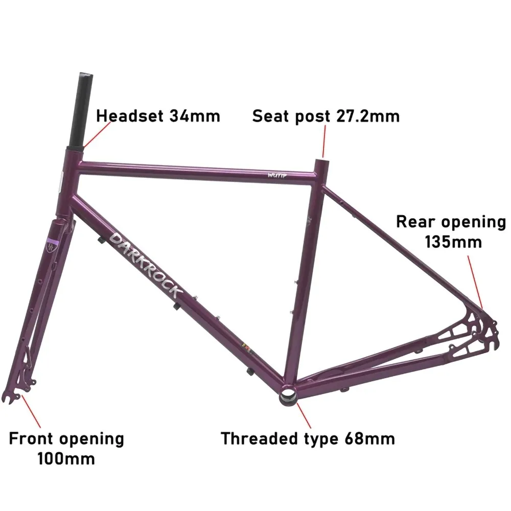 700C Darkrock WUTIP Road Gravel Frameset Steel Fork Disc Brake CRMO Steel Bicycle Frameset Bicycle Accessories