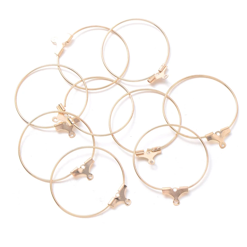 30pcs 25/30/35/40mm Hoop Findings Big Circle Ear Wire Connector Hoops Loop Earrings Base For Jewelry Making Supplies Components