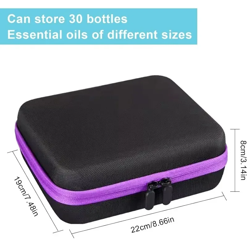 New for Essential Oils Carry Case Portable  with Handle for 5 Ml, 10 Ml, 15 Ml Bottles 30 Holes Essential Oils Storage Box Bag