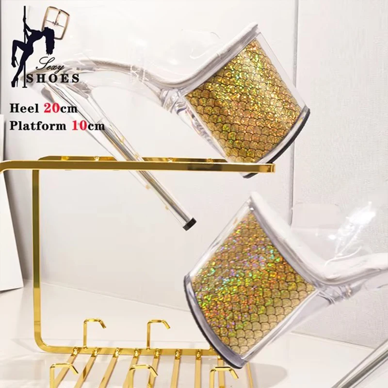 High Heel Women Sandals Pole Dance Shoes Bling Color Change Crystal Platform Stiletto Stripper Heels Party Club Wedding Shoes