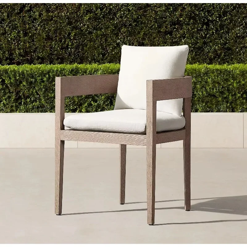 Modern Outdoor Furniture Dining Chairs Hotel 10 Seats Solid Wood Teak Villa Garden Restaurant Table and Chair Set