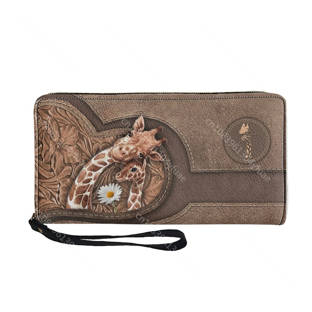 Cute Giraffe Pattern Women Wallet PU Leather Purse 2023 Hot Female Long Pouch Handbag For Woman Coin Purse Card Holders Clutch