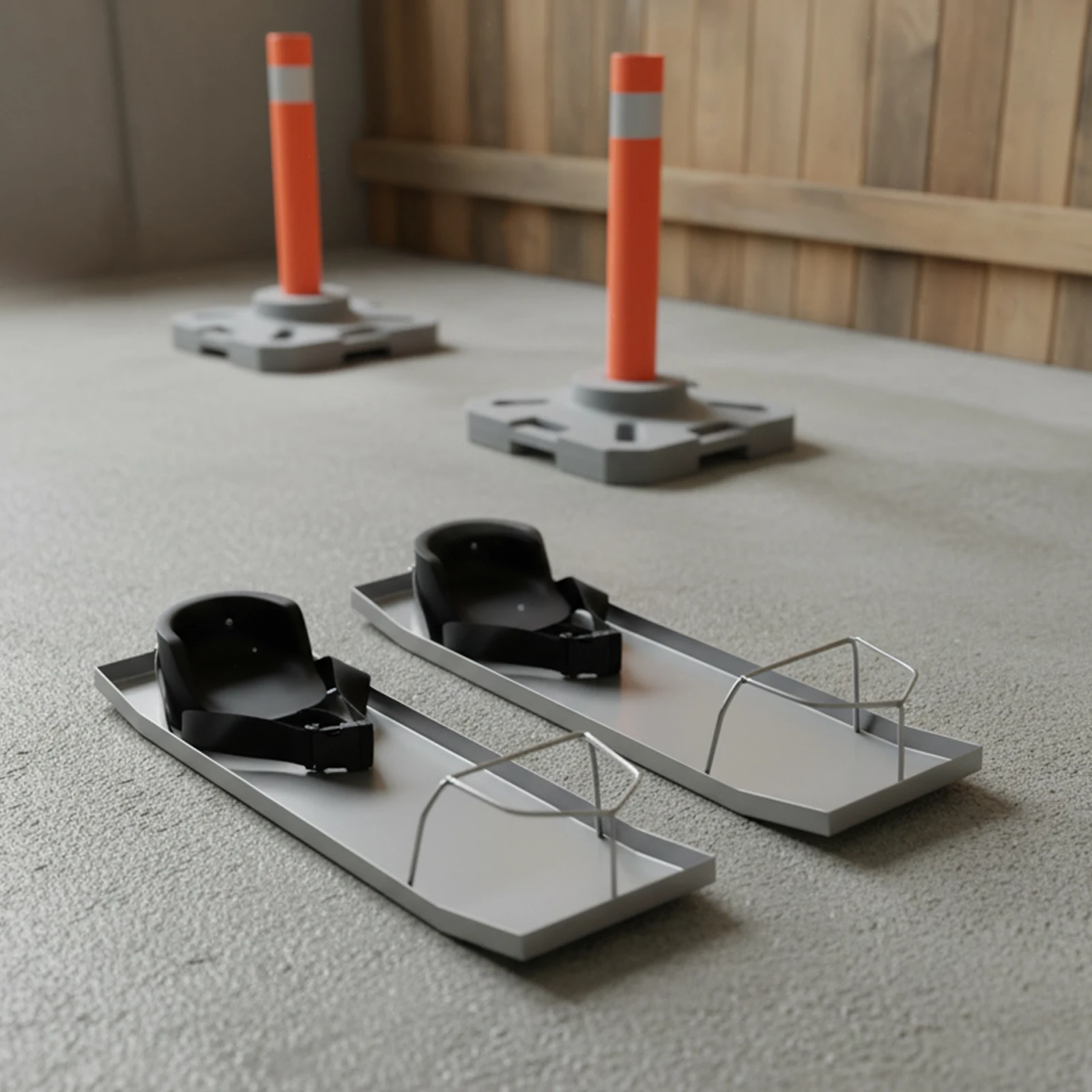 

Concrete Knee Boards 28*8in Stainless Steel Pair Moving Sliders Buckle Closure Straps for Concrete Finishing