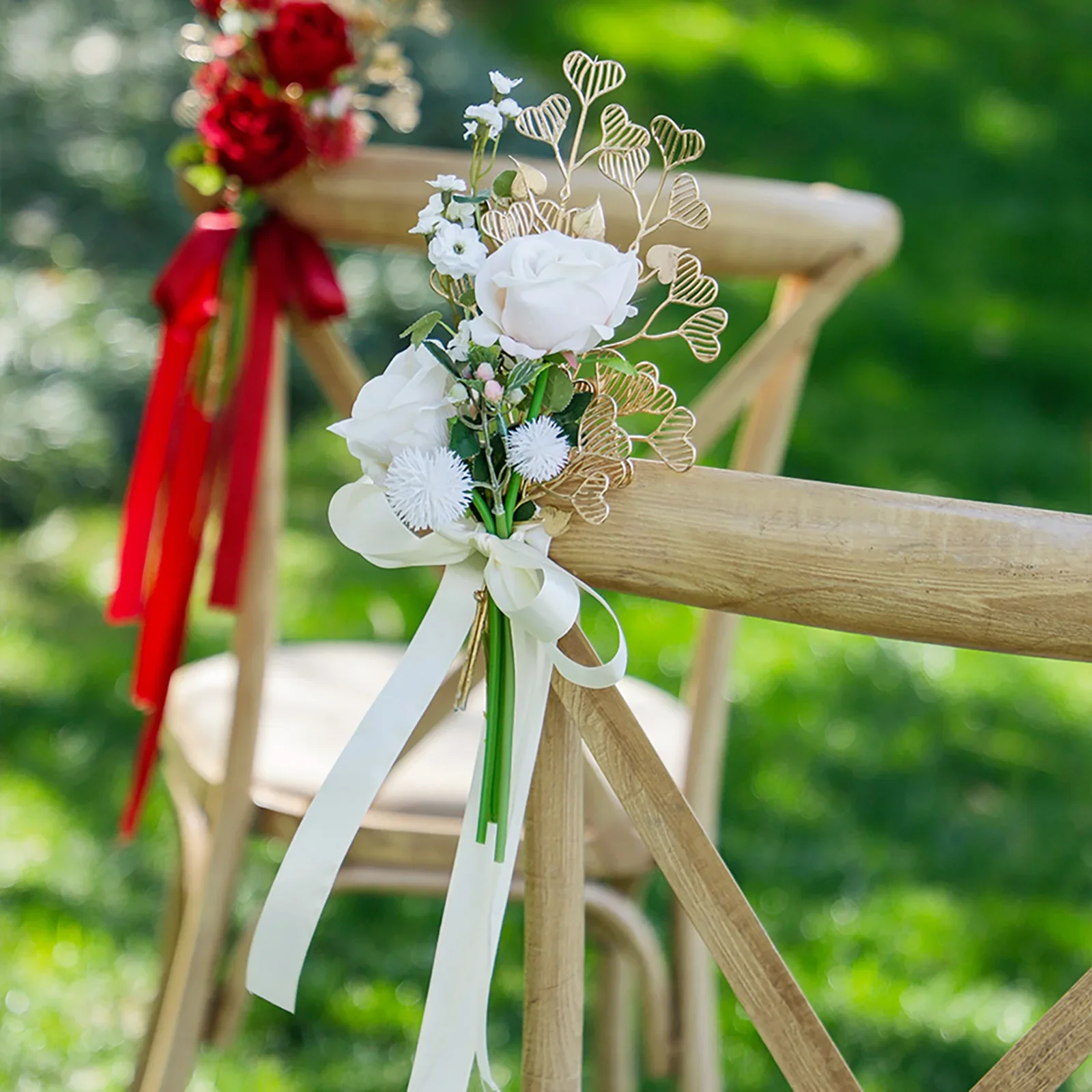 

Wedding Artificial Chair Back Flower Bouquet of Artificial Flowers for Weddding Decoration Ambience Decoration Wedding Supplies