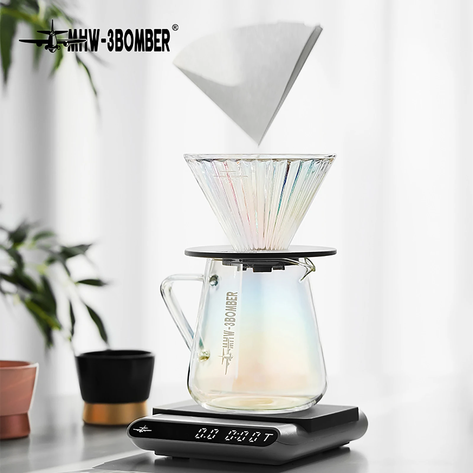 MHW-3BOMBER Pour Over Coffee Filter Cups Reusable Glass Filters Delicate Cafe Bar Accessories Barista Tools Espresso Distributor