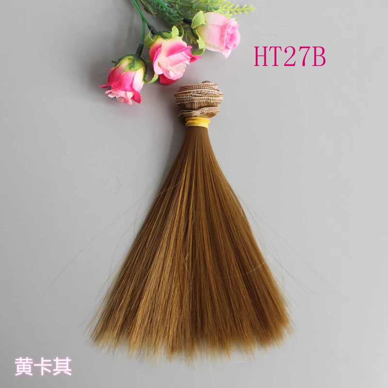 Soft Doll Hair 15cm 25cm Black Blonde Brown Khaki Color Straight Russian Handmade DIY High Temperature Doll Wigs
