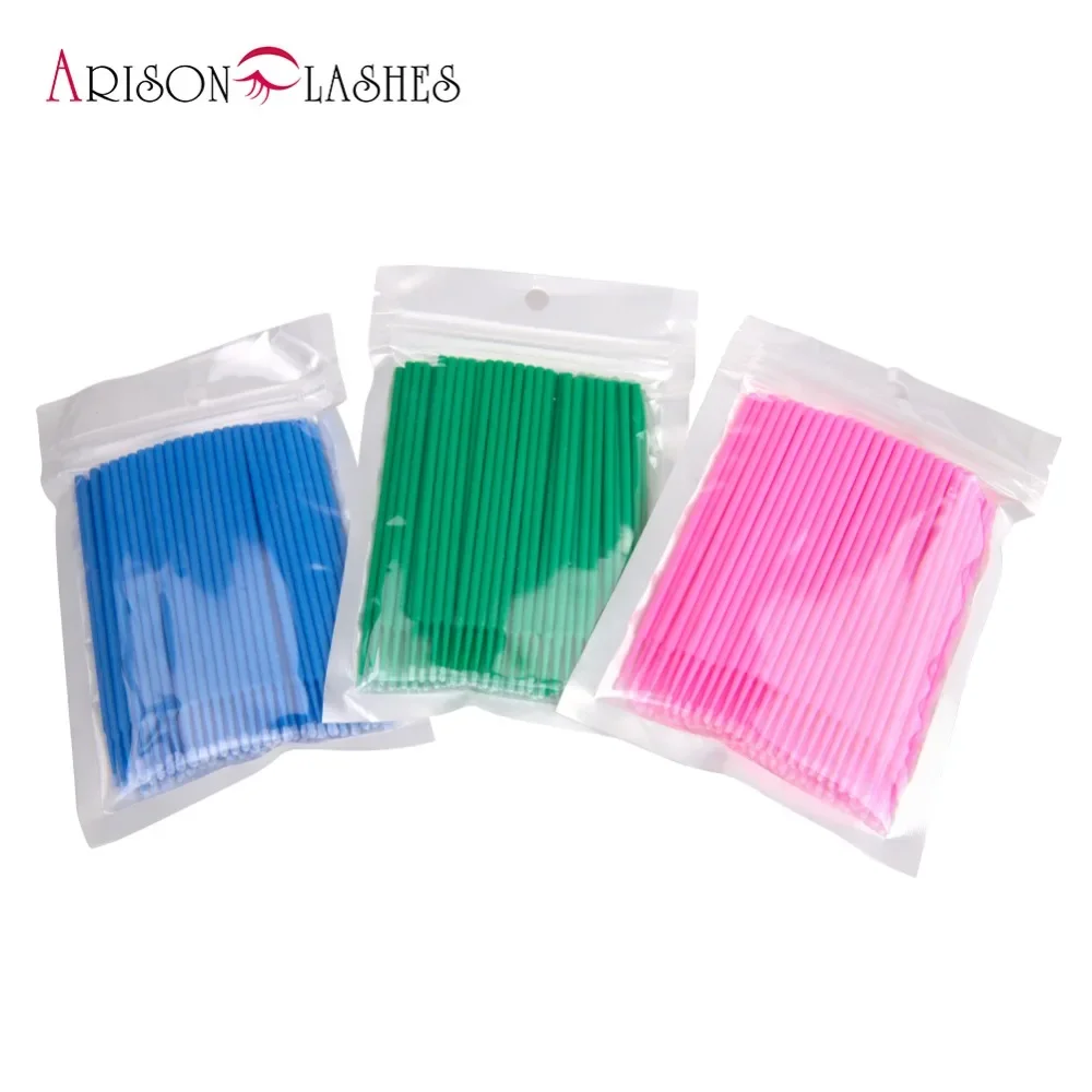 ARISON 100pcs/lot Disposable Eyelash Brush Cotton Swab Microbrushes Eyelash Extension Tools Individual Eyelashes Removing Tools