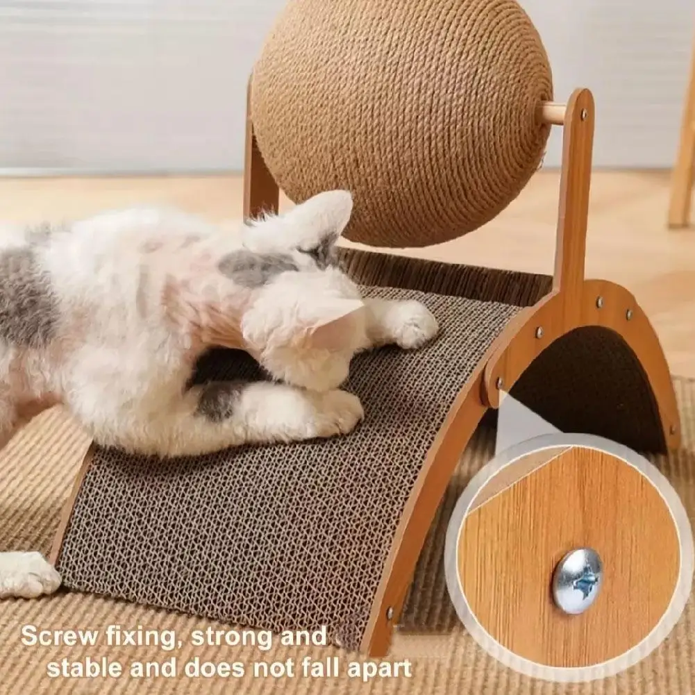 Cat Scratching Board Abrasion Resistant Wooden Cat Scratching Ball Multifuction Scratch-resistant Training Grinding Claw Toys