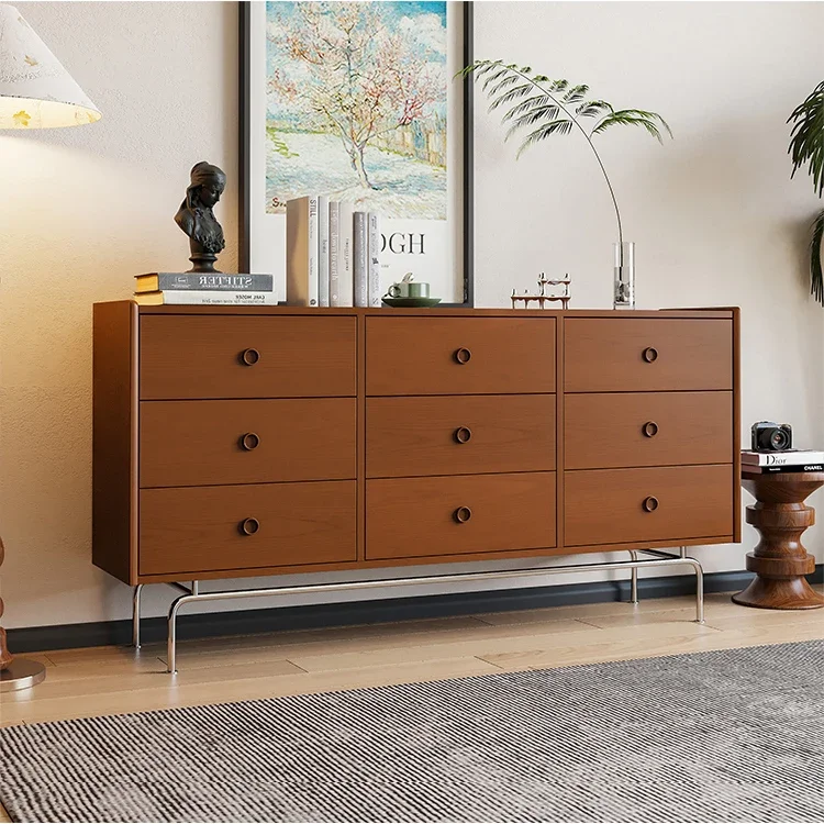 Solid wood nine-chest cabinet living room bedroom small apartment six-bucket storage drawer cabinet