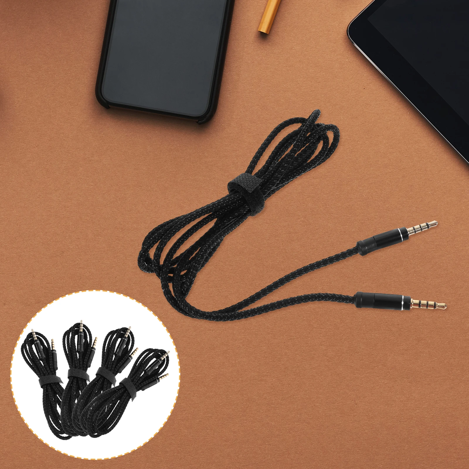 

4pcs Aux Audio Line Headset Extension Cable Mic Stereo Aux Extender Nylon Material 35mm Jack Compatible Devices